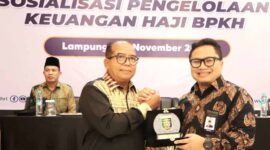 Pj Gubernur Lampung Samsudin hadiri kegiatan Sosialisasi Pengelolaan Keuangan Haji BPKH bertempat di BBC Hotel Bandar Jaya | Foto: Ist.