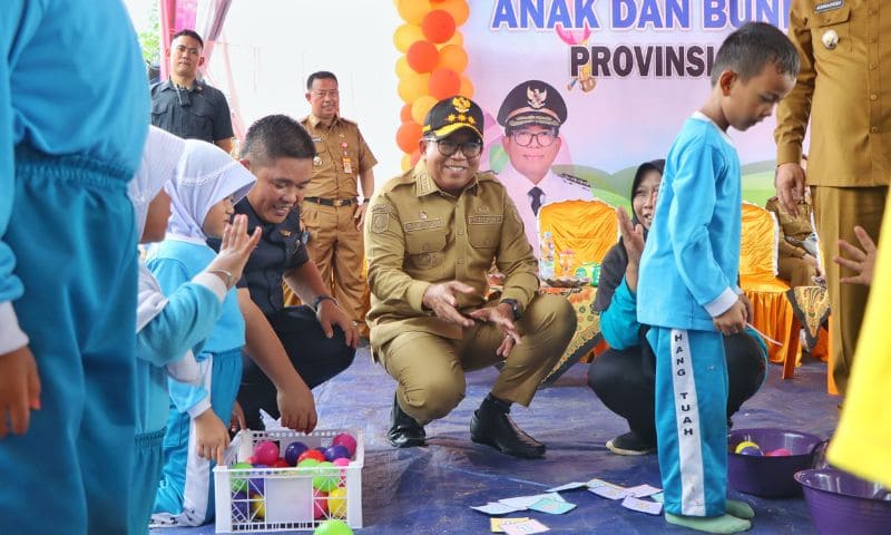 Pj Gubernur Lampung Tinjau Pelayanan Posyandu dan Program Penanggulangan Stunting di Lampura | Foto: Ist.