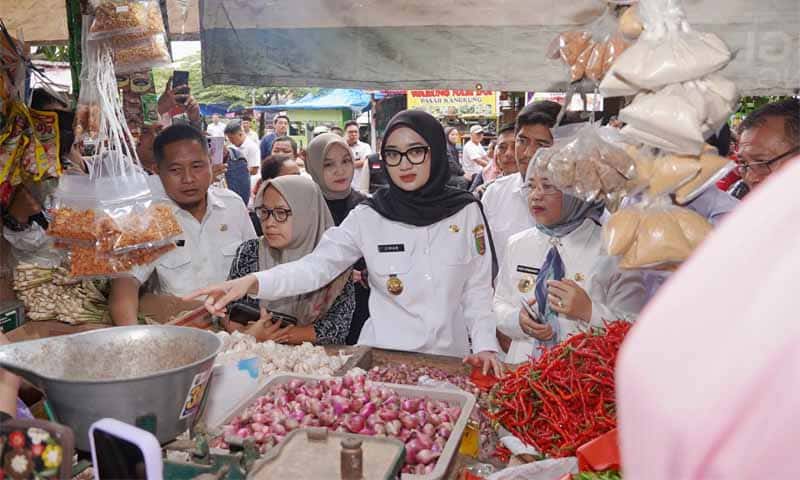 Wakil Gubernur Lampung, Jihan Nurlela melakukan peninjauan terkait  Ketersediaan bahan pangan dan  Harga Bahan Pokok menjelang Bulan Suci Ramadan | Foto: Ist.