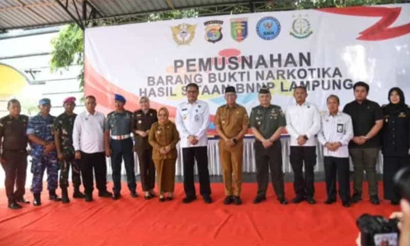 Acara Pemusnahan Barang Bukti Narkotika yang diadakan oleh Badan Narkotika Nasional Provinsi (BNNP) Lampung | Foto: Ist.