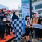 Ketua Tim Penggerak PKK Provinsi Lampung, Purnama Wulan Sari, melepas ratusan peserta Charity Run For Palestina | Foto: Ist.