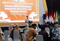 Gubernur Lampung, Rahmat Mirzani Djausal, menggelar Silaturahmi dan Penyambutan Panglima Komando Daerah Militer (Kodam) XXI Radin Inten, Mayor Jenderal TNI Kristomei Sianturi | Foto; ist.
