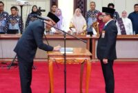 Gubernur Lampung, Rahmat Mirzani Djausal mengukuhkan Agus Setiawan, Ak., M.Acc., sebagai Kepala Perwakilan Badan Pengawasan Keuangan dan Pembangunan (BPKP) Provinsi Lampung | Foto: Ist.