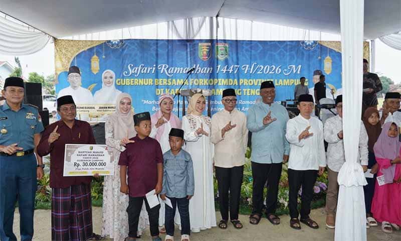 Pemerintah Provinsi Lampung menggelar Safari Ramadan 1447 Hijriah/2026 Masehi bersama masyarakat di Masjid At-Taqwa, Kampung Onoharjo, Terbanggi Besar, Kabupaten Lampung Tengah, Senin (23/2/2026) | Foto: Ist.
