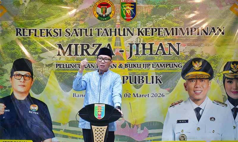 Acara Peluncuran Koran Ikatan Jurnalis Provinsi (IJP) Lampung dan buku 1 Tahun Mirza–Jihan | Foto: Ist.