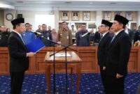 Sekretaris Daerah Provinsi Lampung, Marindo Kurniawan, melantik dan mengambil sumpah/janji jabatan pejabat tinggi pratama di lingkungan Pemerintah Provinsi Lampung, Kamis (9/4/2026) | Foto: Ist.